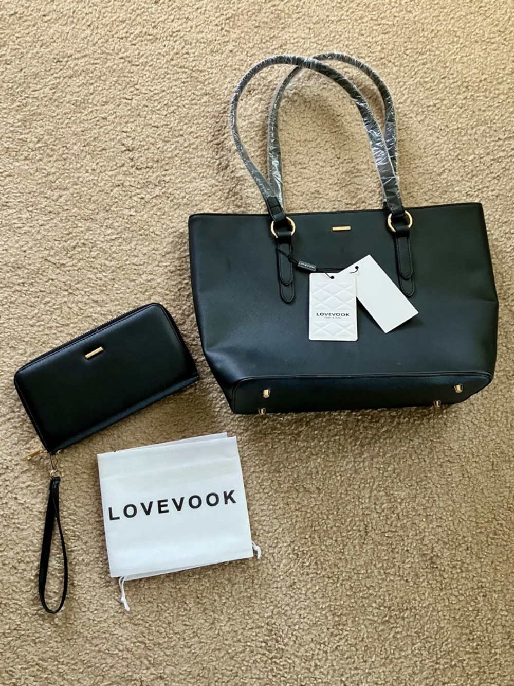 LOVE VOOK classic black tote bag 🖤 & wallet